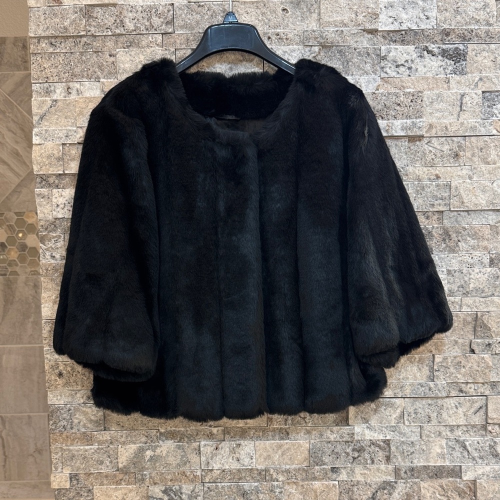 Calvin Klein Black Faux Fur Jacket